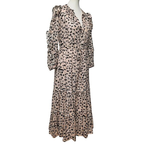 Ulla Johnson Fantine Dress Blush Pink Long Sleeve Floral Peasant Midi Size 4 - Picture 3 of 10
